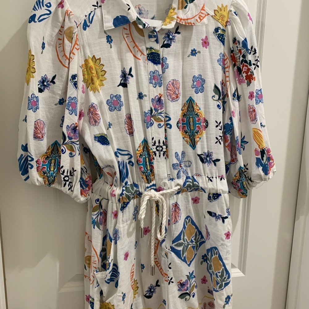 Linen Romper-shorts with Drawstring Waist - Picture 2 of 3